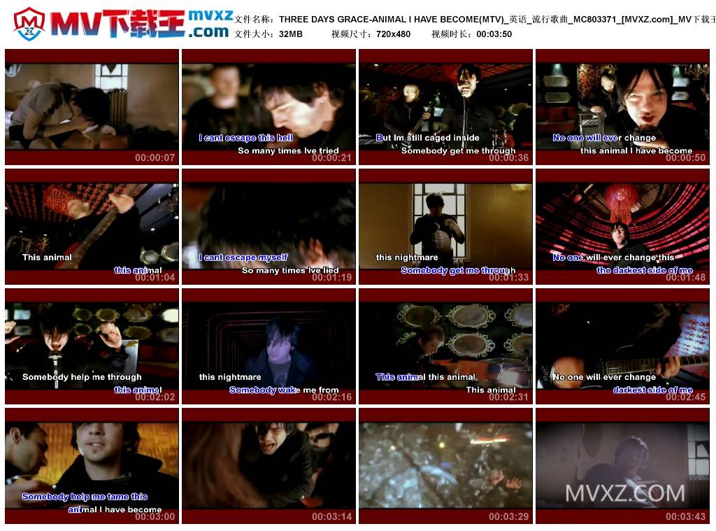 THREE DAYS GRACE-ANIMAL I HAVE BECOME(MTV)_英语_流行歌曲_MC803371